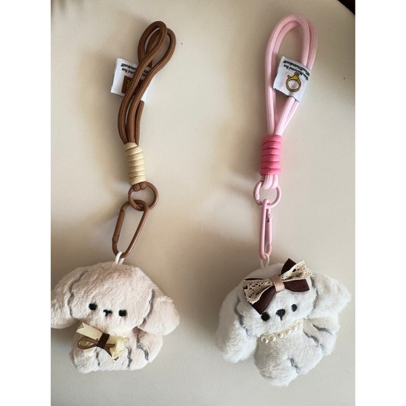 Other - Bichon Frise Plush Keychain Couple Set 2PCS Matching Puppy Bag Charms new